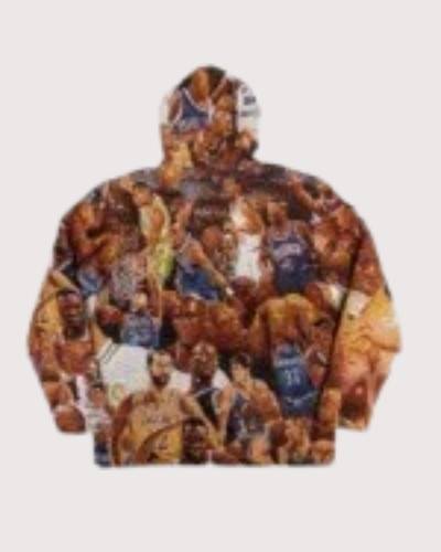 90s LEGENDS tapestry woven hoodie featuring iconic figures and motifs from the era, a nostalgic fashion statement.
