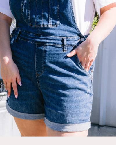 Chic Alexandra Double Cuffed Shorts Overall in plus size - trendy fashion for a confident look