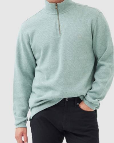 Sage green Alton Ave zip sweatshirt, a trendy and earthy addition to your casual wardrobe.