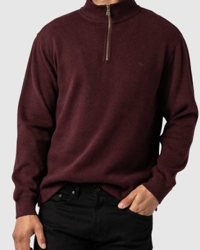 Claret-colored Alton Ave zip sweatshirt, a sophisticated addition to your casual wardrobe.