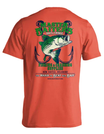 Graphic tee with a playful salmon fishing theme, featuring the text 'BEAT OUR BAIT' in bold letters. A perfect shirt for fishing enthusiasts and those who enjoy the thrill of the catch.