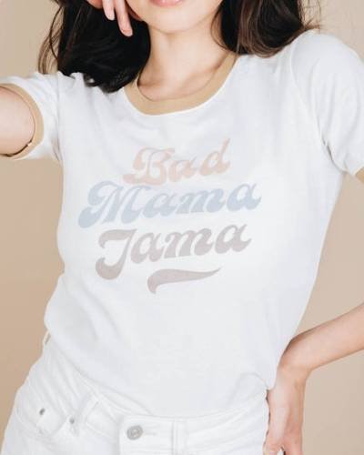 Bad Mama Jama Ringer Tee for Women - A sassy and stylish shirt empowering women with confidence and flair.