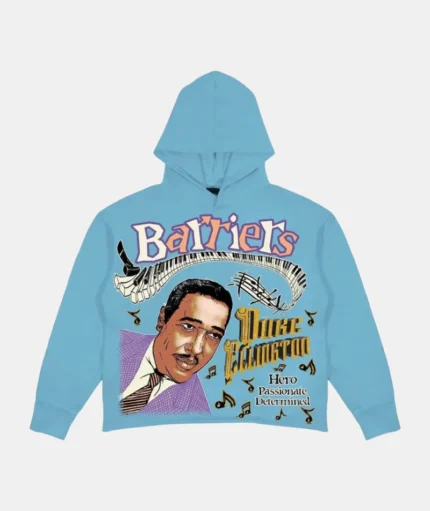 Barriers Duke Ellington Hoodie in Blue: Showcase timeless style with this blue hoodie paying homage to Duke Ellington.