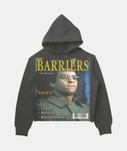 Barriers Huey Newton Hoodie in Black: Make a statement with this black hoodie paying homage to Huey Newton."