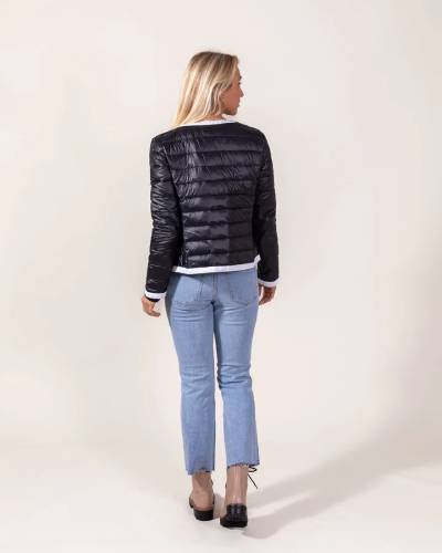 Channel Contrast Puffer Jacket - a trendy and stylish puffer jacket with channel contrast detailing for a fashionable and eye-catching look.