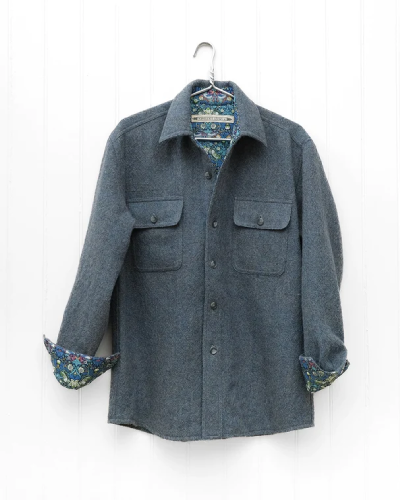 CPO Jacket in Slate Blue Tweed - a stylish and versatile jacket, perfect for elevating your casual wardrobe with a touch of slate blue sophistication.
