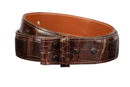 Chacon 1.5 Alligator Straight Cut Belt Strap - a luxurious and stylish alligator leather belt strap with a straight cut design, perfect for a sophisticated look.
