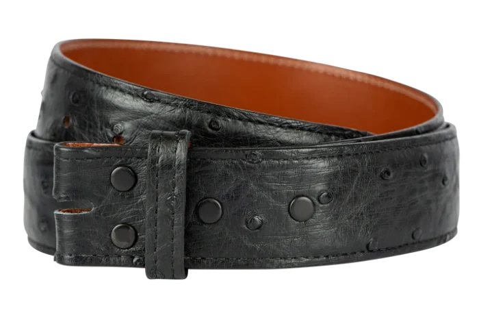 Chacon 1.5 Full-Quill Ostrich Straight Belt Strap, a refined and exotic accessory for elevated fashion.
