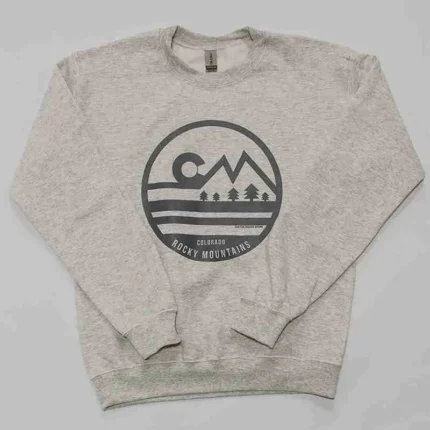 Circle Wilderness crewneck sweatshirt, showcasing a minimalist design inspired by the great outdoors.