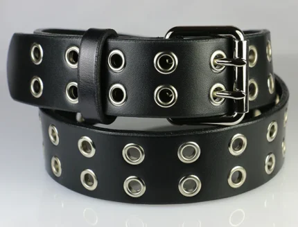 Classic Two-Row Eyelet Belt, a timeless and versatile accessory for a polished and stylish look.