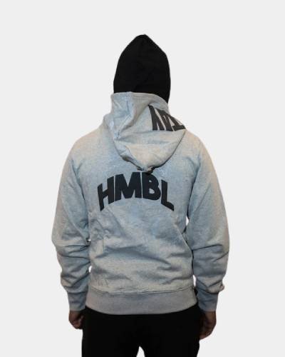 Cool grey blackout double hood zip-up, a sleek and versatile addition to your casual wardrobe.