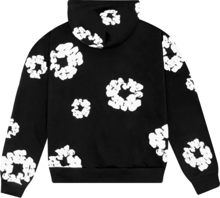 The Cotton Wreath Hoodie in Black: Add a touch of nature-inspired elegance with this black hoodie featuring 'The Cotton Wreath' design for a stylish and timeless look