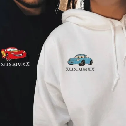 Custom embroidered hoodies for couples, a personalized and stylish choice for matching outfits.