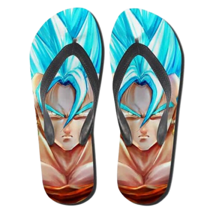 Step into the celestial embrace of Super Saiyan Blue Goku sandals, where the echoes of power resonate with each stride on the sandy shores.