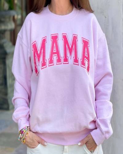 Distressed Hot Pink Mama" Graphic Sweatshirt, a trendy and vibrant sweatshirt with a distressed design, perfect for stylish moms.