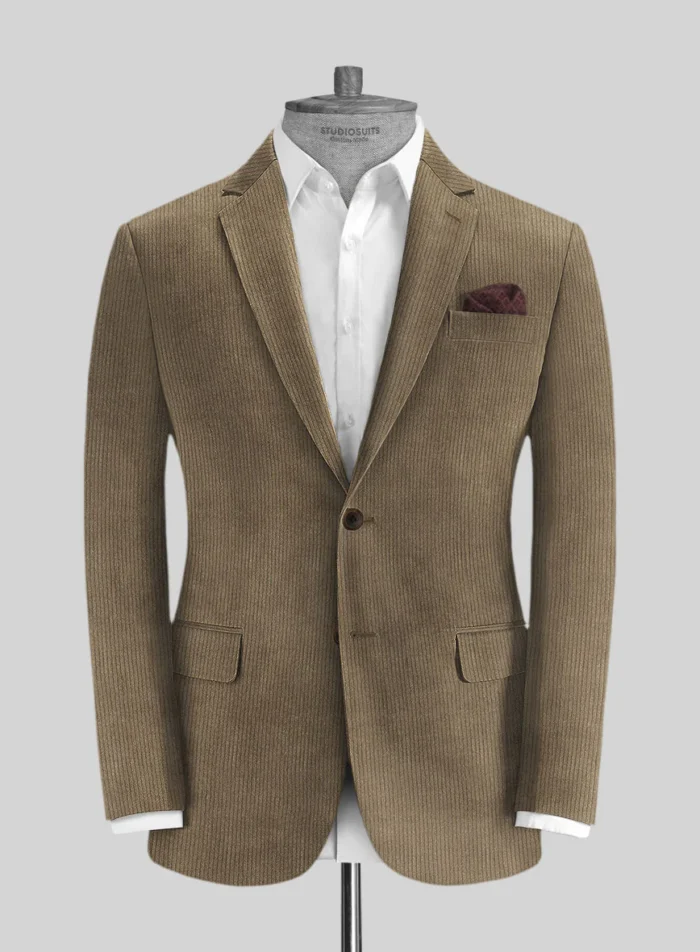 Elevate your wardrobe with a sophisticated dark beige corduroy jacket, perfect for versatile styling.