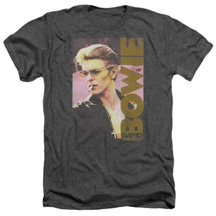David Bowie Smokin T-Shirt showcasing the legendary artist with a stylish and iconic design.