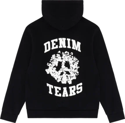 Denim University Zip Hoodie in Black: Elevate your casual style with this black zip hoodie featuring a denim university design for a trendy and versatile look."