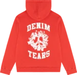Denim University Zip Hoodie in Red: Elevate your casual style with this red zip hoodie featuring a denim university design for a trendy and vibrant look.
