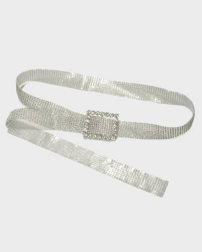 Sparkling Diamond Rhinestone Wide Waist Belt, an elastic stretch waistband for a glamorous and comfortable look.