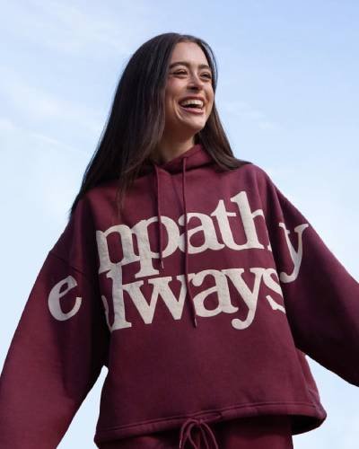 Empathy Always Bordeaux Hoodie - A cozy and stylish Bordeaux-colored hoodie with a message of empathy, because kindness never goes out of fashion.