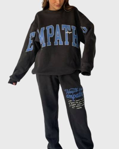 Empathy Always Charcoal Sweatshirt - Cosy and stylish sweatpants with a message of empathy, because comfort and kindness go hand in hand.