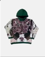 Colorful floral tapestry hoodie with intricate patterns, perfect for adding flair to any casual outfit.