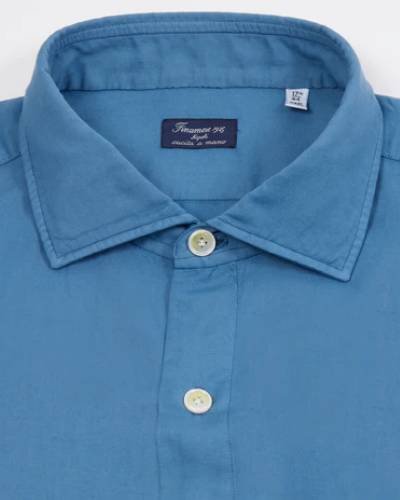 Elevate your wardrobe with the Finamore Napoli Cotton Cashmere Shirt in Blue, a sophisticated blend of comfort and style for a timeless and refined look.