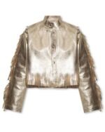 Fringed Leather Jacket in Brown - a timeless and stylish addition to your wardrobe, perfect for an edgy and chic look