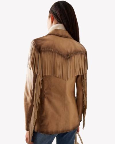 Fringed Degradé Leather Jacket - embrace a stylish and edgy look with this unique and gradient-fringed leather jacket.