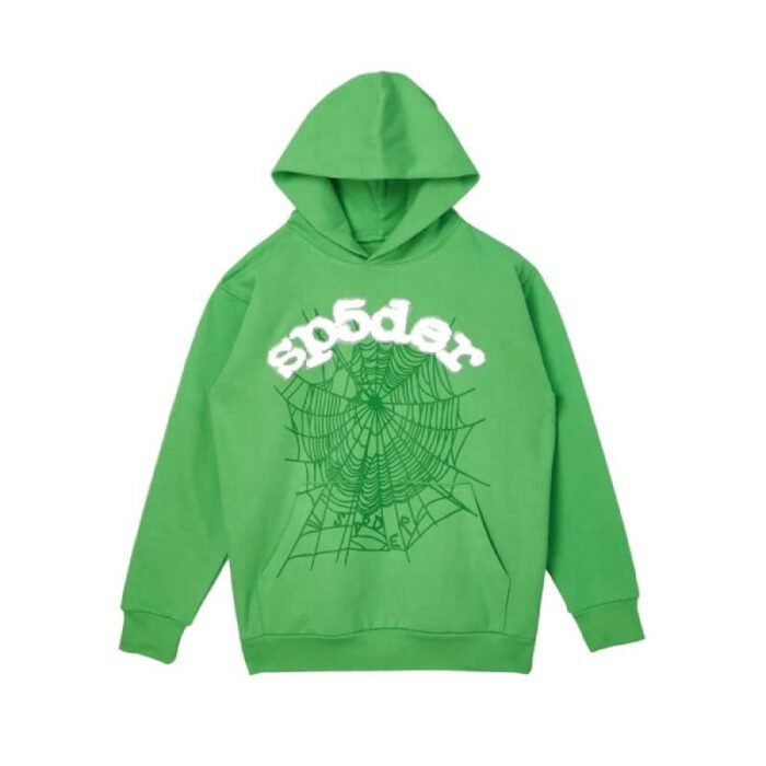 Green Spider Web Hoodie - a fresh and stylish addition to your casual wardrobe with a web-inspired design.