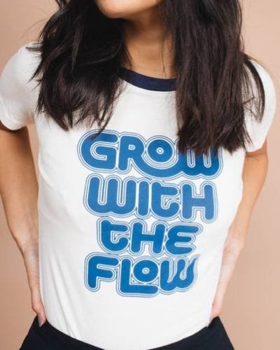 Grow with the Flow Ringer Tee for Women, a stylish and empowering shirt encouraging women to embrace growth and go with the flow.