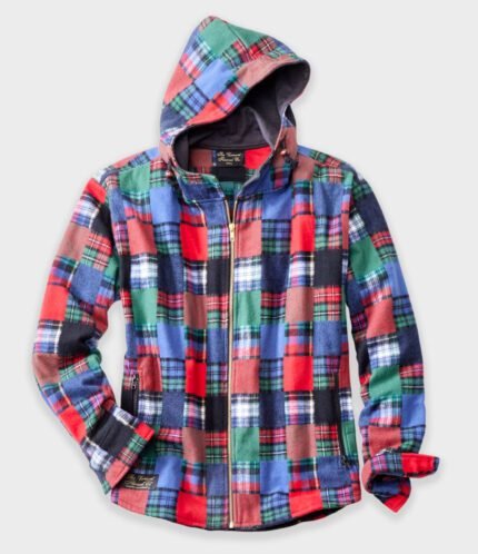 A cosy hooded flannel zip jacket with plaid pattern and warm fleece lining for chilly days.