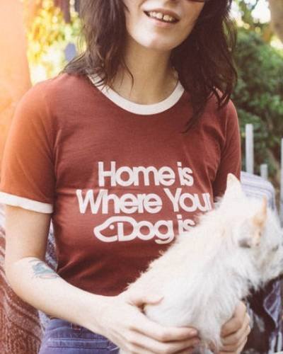 Home is Where Your Dog is Fitted Ringer - A cozy and stylish shirt celebrating the bond between dog owners and their furry companions.