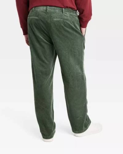 Stylish Houston White Adult High-Rise Cord Chino Pants in Green, offering a trendy and comfortable fit with a high-rise design and corduroy fabric, perfect for a fashionable and casual look.