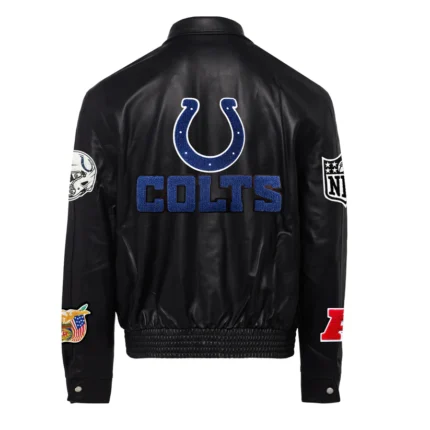 Indianapolis Colts Full Leather Jacket in Black - display your team spirit with this stylish and sporty full leather jacket.