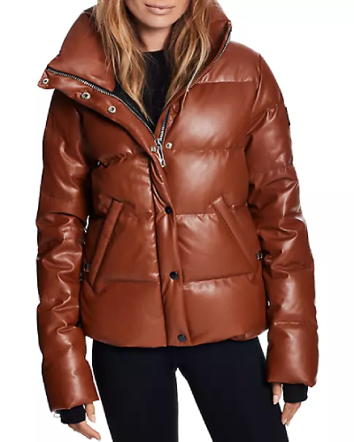 Isabel Vegan Leather Down Puffer Jacket - a stylish and cruelty-free down jacket made from vegan leather, adding a chic touch to your winter wardrobe.