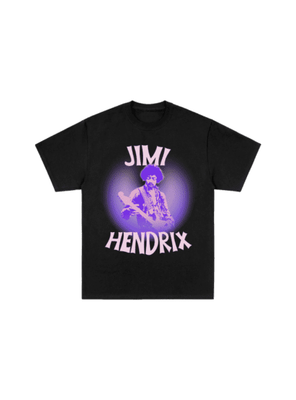 Jimi Hendrix Photo Purple Haze Black T-Shirt, a stylish tribute featuring a captivating image inspired by the legendary song 'Purple Haze.