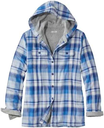 L.L.Bean Women’s Fleece Lined Flannel Hoodie, combining warmth, comfort, and style for chilly days.