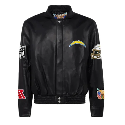 Los Angeles Chargers Full Leather Jacket in Black - express your team pride with this stylish and sporty full leather jacket.