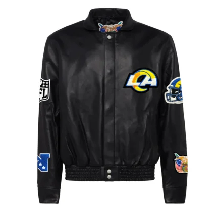 Los Angeles Rams Full Leather Jacket in Black - showcase your team spirit with this stylish and sporty full leather jacket.