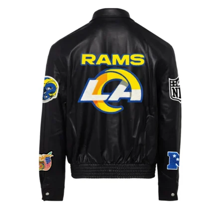 Los Angeles Rams Full Leather Jacket in Black - showcase your team spirit with this stylish and sporty full leather jacket.