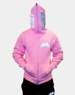 Light pink adult full zip hoodie, a soft and stylish choice for casual comfort and fashion-forward looks.