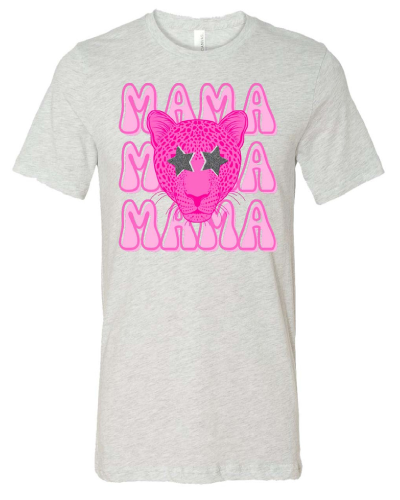 Mama Preppy Leopard" Bella Canvas Tee, a stylish and comfortable shirt featuring a leopard print design, perfect for trendy and fashion-forward moms.