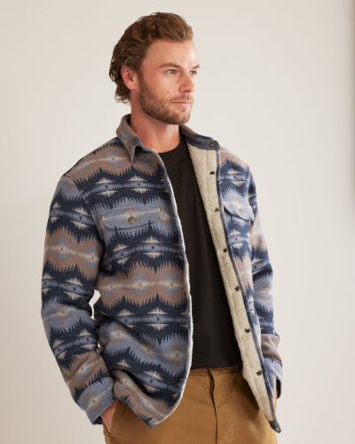 Men's DoubleSoft Sherpa-Lined Shirt Jacket, a cozy and versatile outerwear piece for warmth and style.