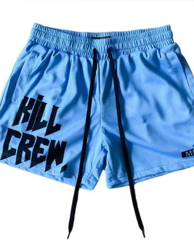 Muay Thai Shorts with mid-thigh cut in vibrant blue - perfect for training with style and flair.