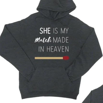 Made in Heaven Dark Grey Matching Hoodies, a sophisticated and coordinated choice for couples.