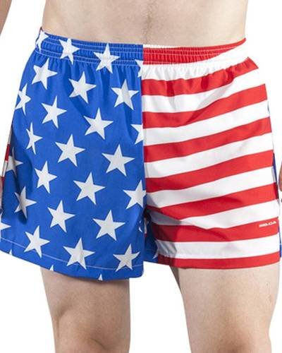 "Men's American Flag 3.75" V-Notch Shorts: Showcase patriotic flair with these stylish and comfortable shorts for men."