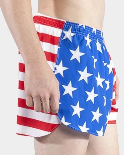 "Men's American Flag 3" Half Split Shorts: Flaunt patriotic style in these comfortable and trendy half-split shorts."