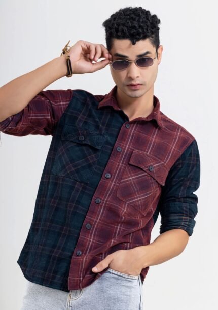 Multi-Color Regular Fit Corduroy Men's Check Shirt: Elevate your style with this multi-color, regular-fit corduroy check shirt, adding vibrancy and diversity to your wardrobe.